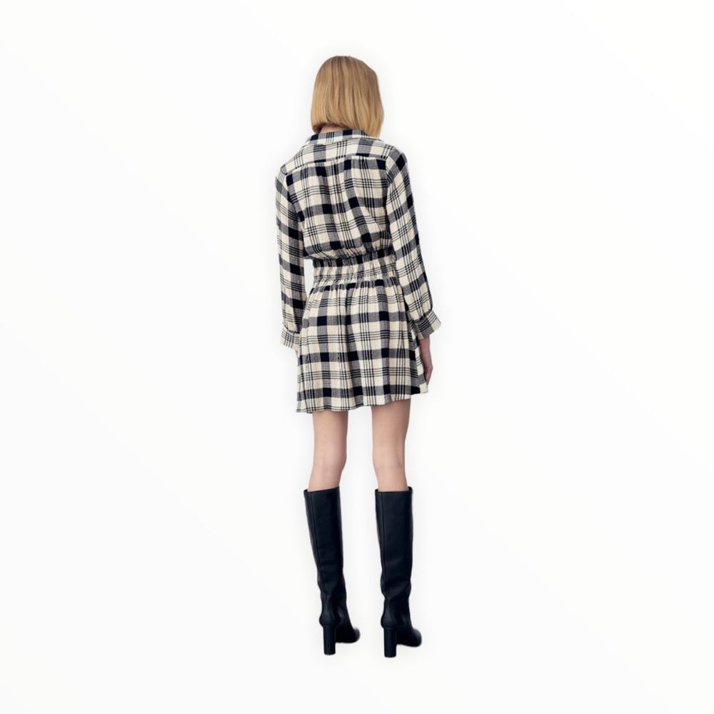 ZARA Women | Black & Cream | PLAID DRESS - Picture 5 of 9